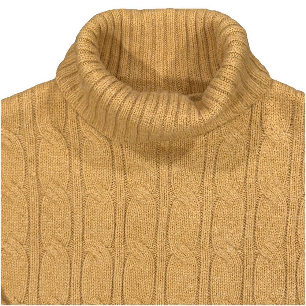 Truth Cable Knit Turtleneck Sweater Women's Size Large Cropped Mustard Yellow - Picture 3 of 9